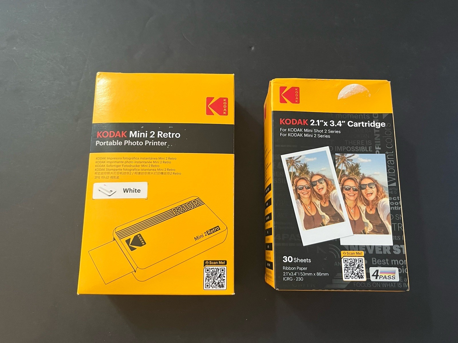 Kodak Mini 2 Retro Photo Printer + 30 Sheet Cartridge White Bundle