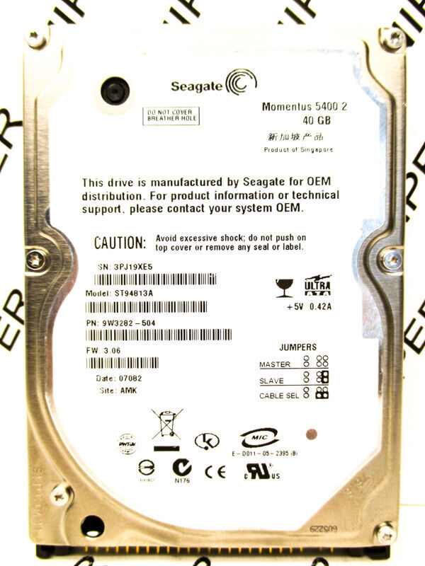 Seagate Momentus 5400.2 40GB ST94813A IDE 9W3282-504 Laptop Hard Drive TESTED
