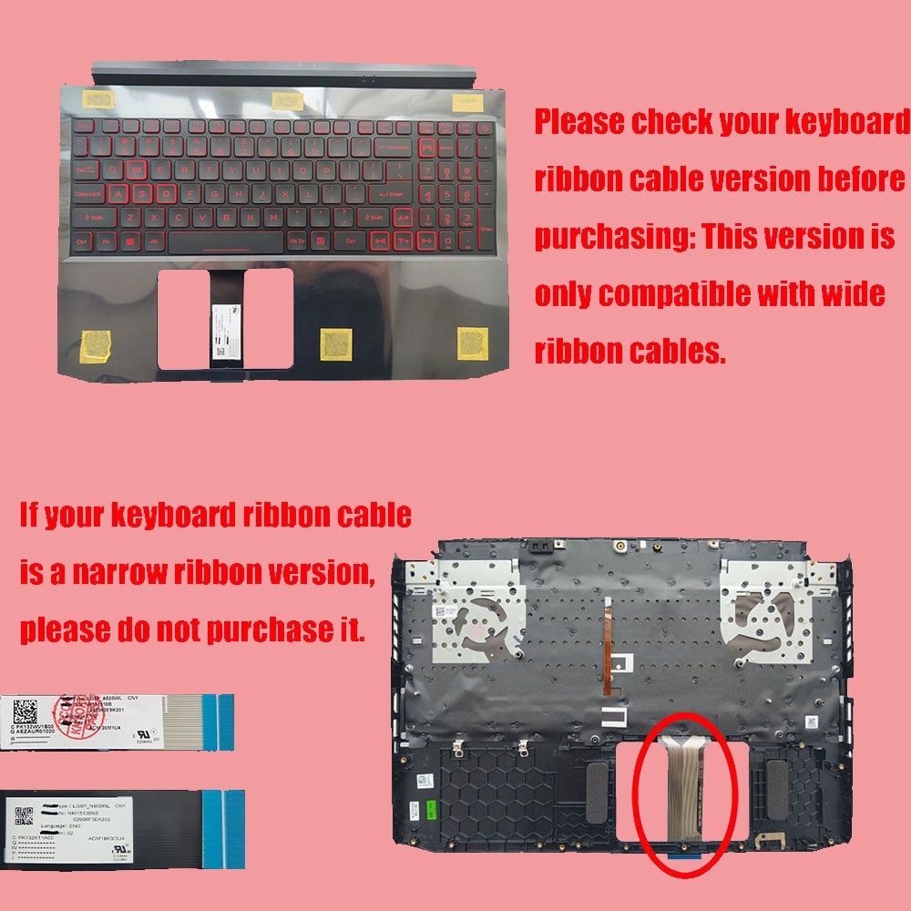 New Palmrest For Acer Nitro AN515-55 AN515-44 Backlit Keyboard 6B.Q7KN2.033 US