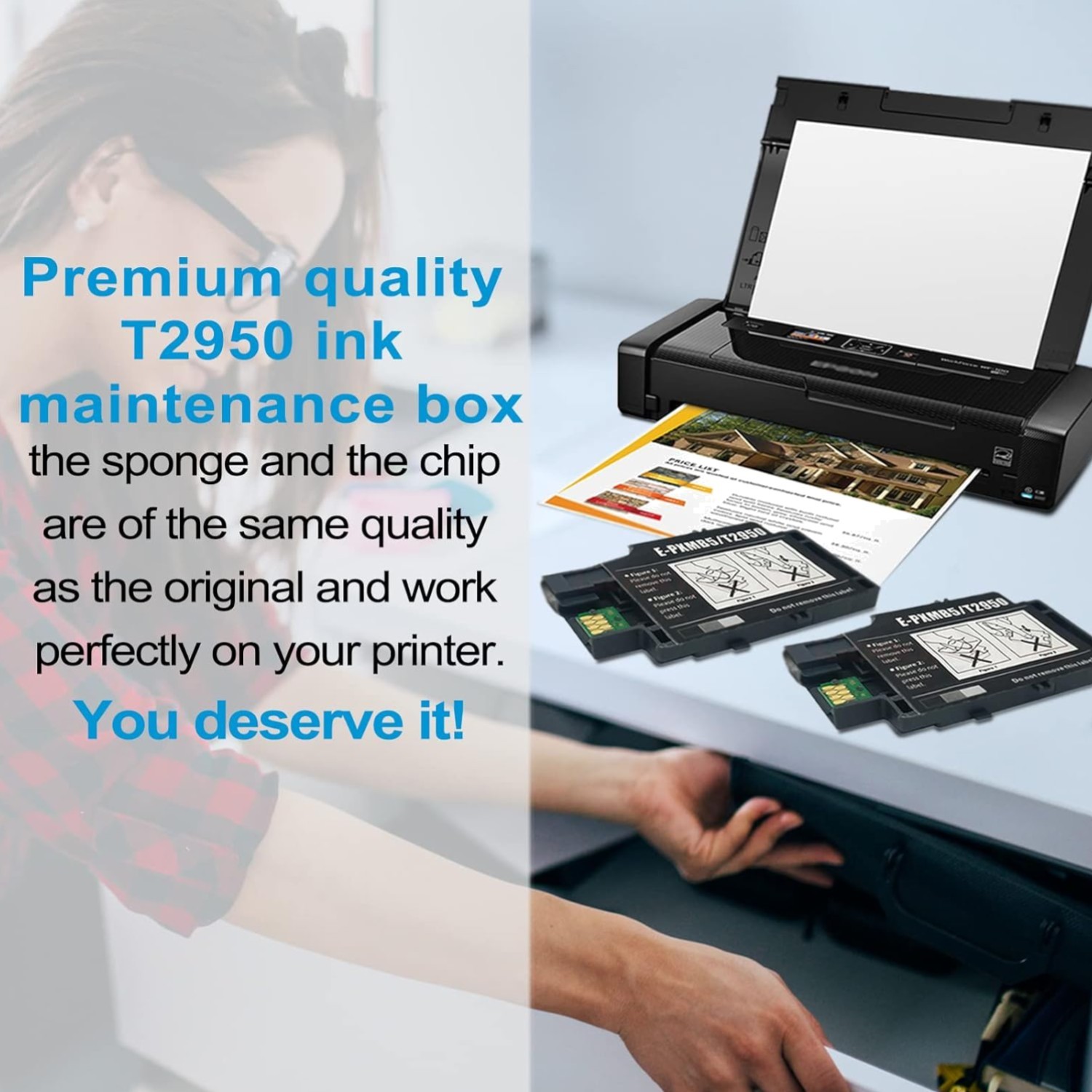 WF-100 Maintenance Box, T2950 Maintenance Box Waste Ink Tank Replacement for ...