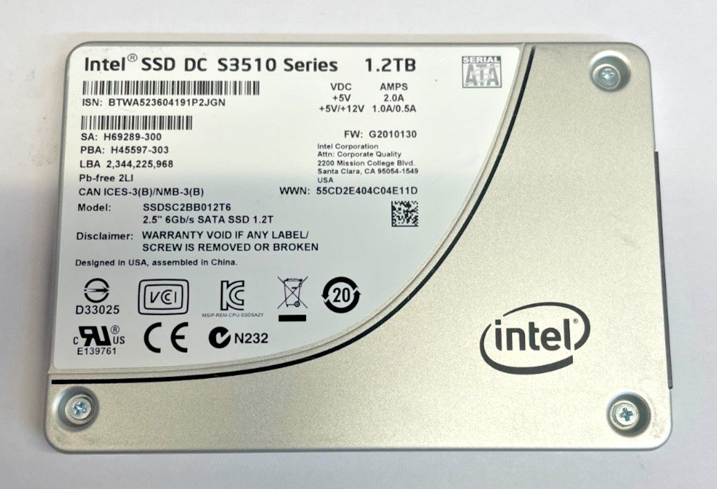 Intel 1.2TB DC S3510 2.5" SATA SSD SSDSC2BB012T6 w/ WIN 11 PRO (OFFERS OK)