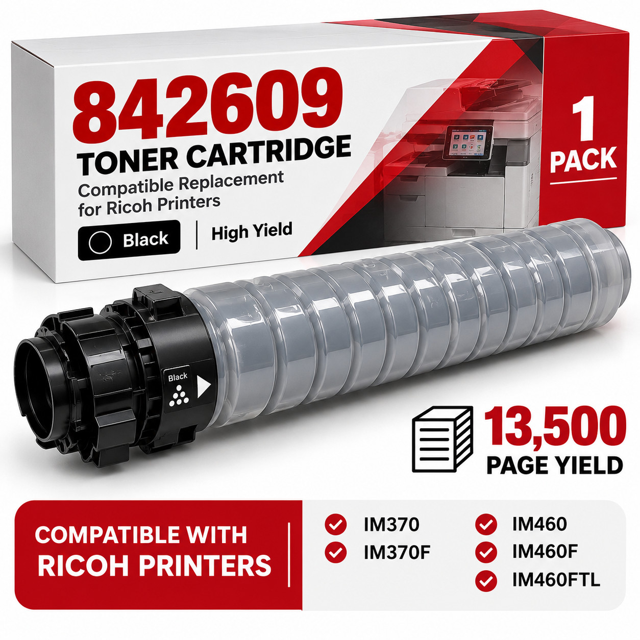 842609 Black Toner for Ricoh IM460 IM460F IM370 IM370F High Yield Compatible