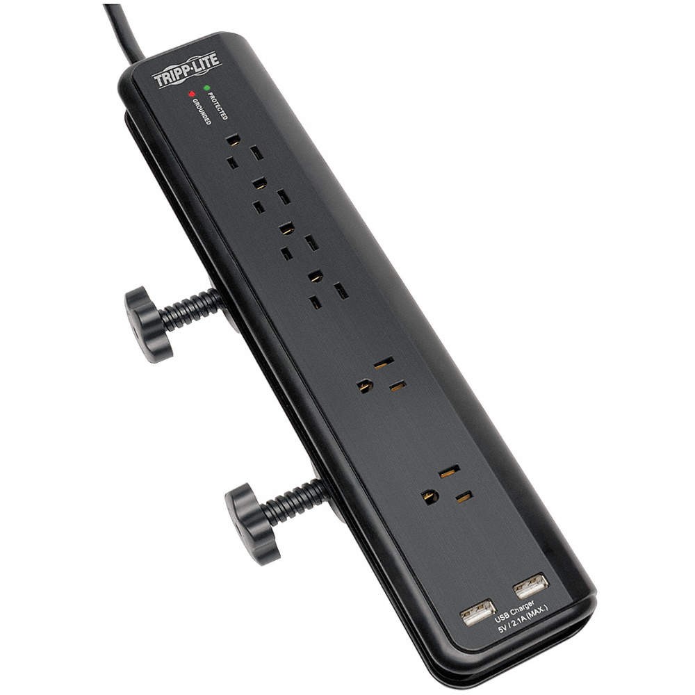 TRIPP LITE TLP606DMUSB Surge Protector Strip,6 Outlet,Black 30EF41