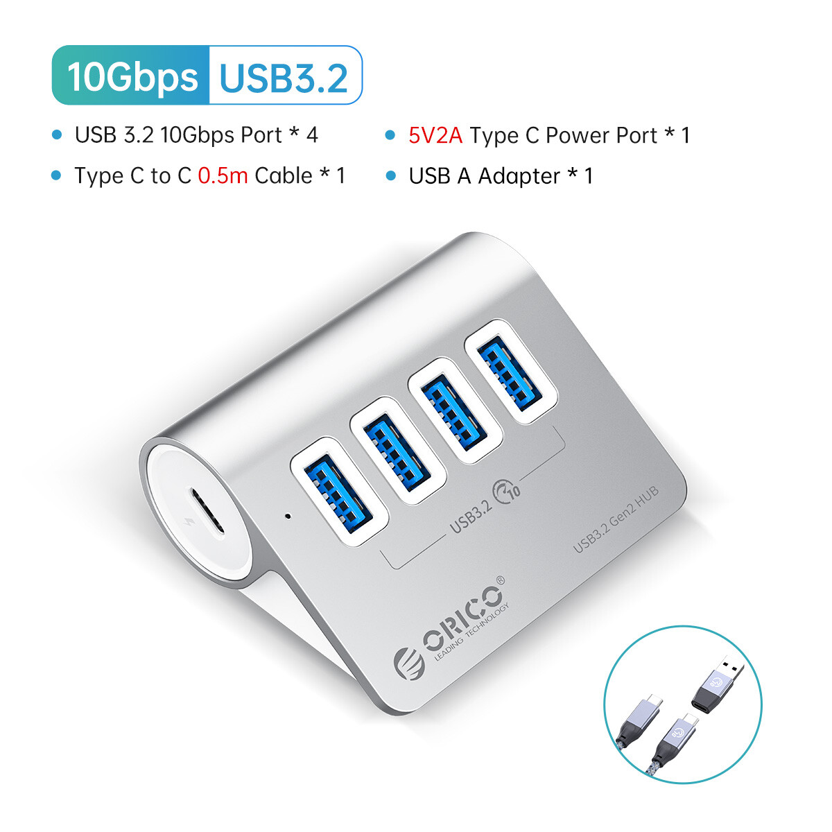ORICO 4 Port / 7 Port USB 3.2 Hub Quick Charge Aluminum New 5Gbps USB-A Input