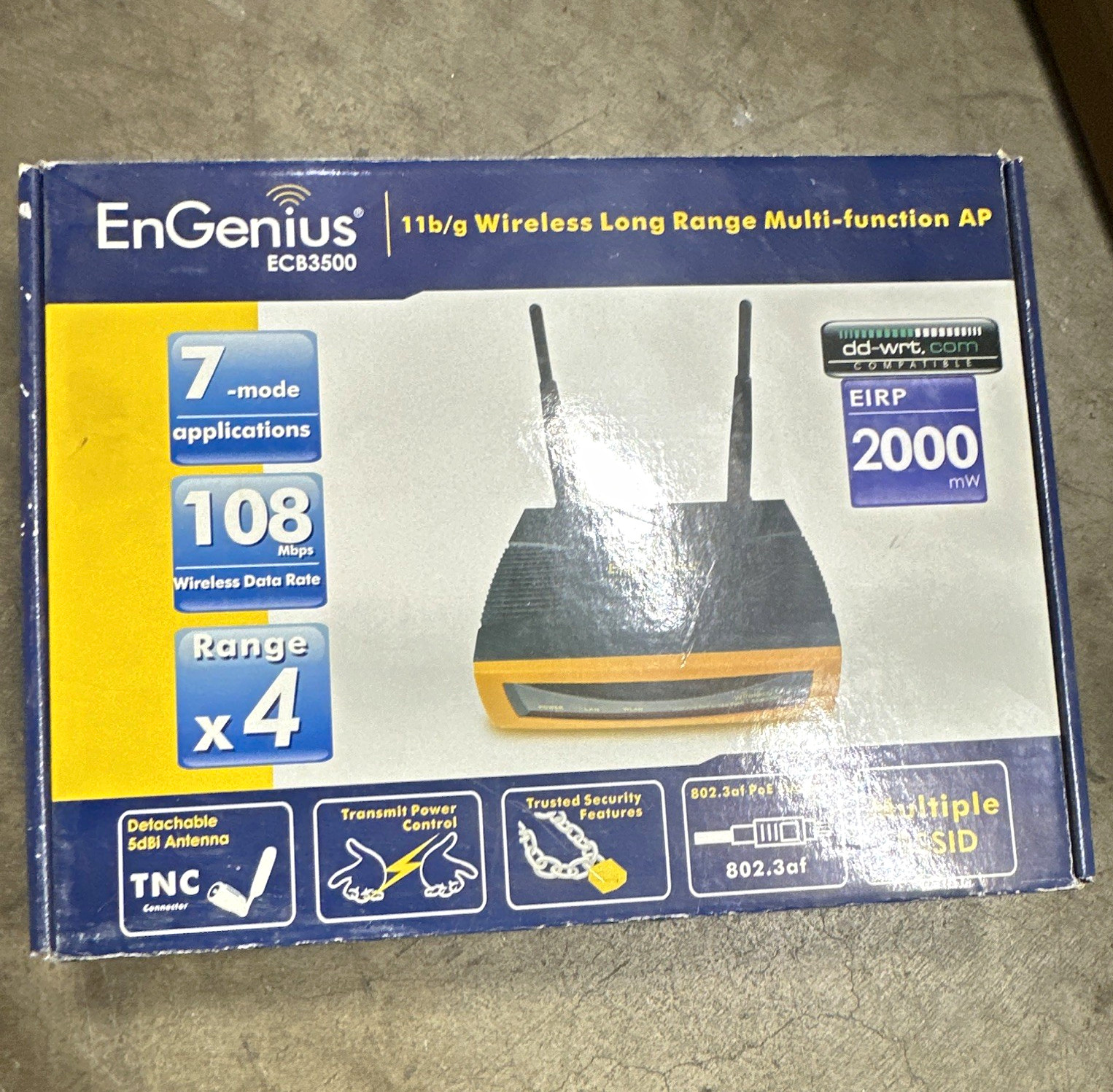 EnGenius ECB3500 Wireless 802.11b/g 108 Mbps Access Point, PoE, Black
