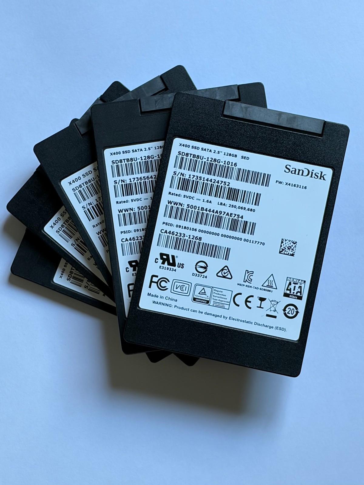 LOT OF 5  Sandisk X400 128GB 2.5" SATA SSD 7.0mm SD8TB8U-128-1016 for Laptop PC