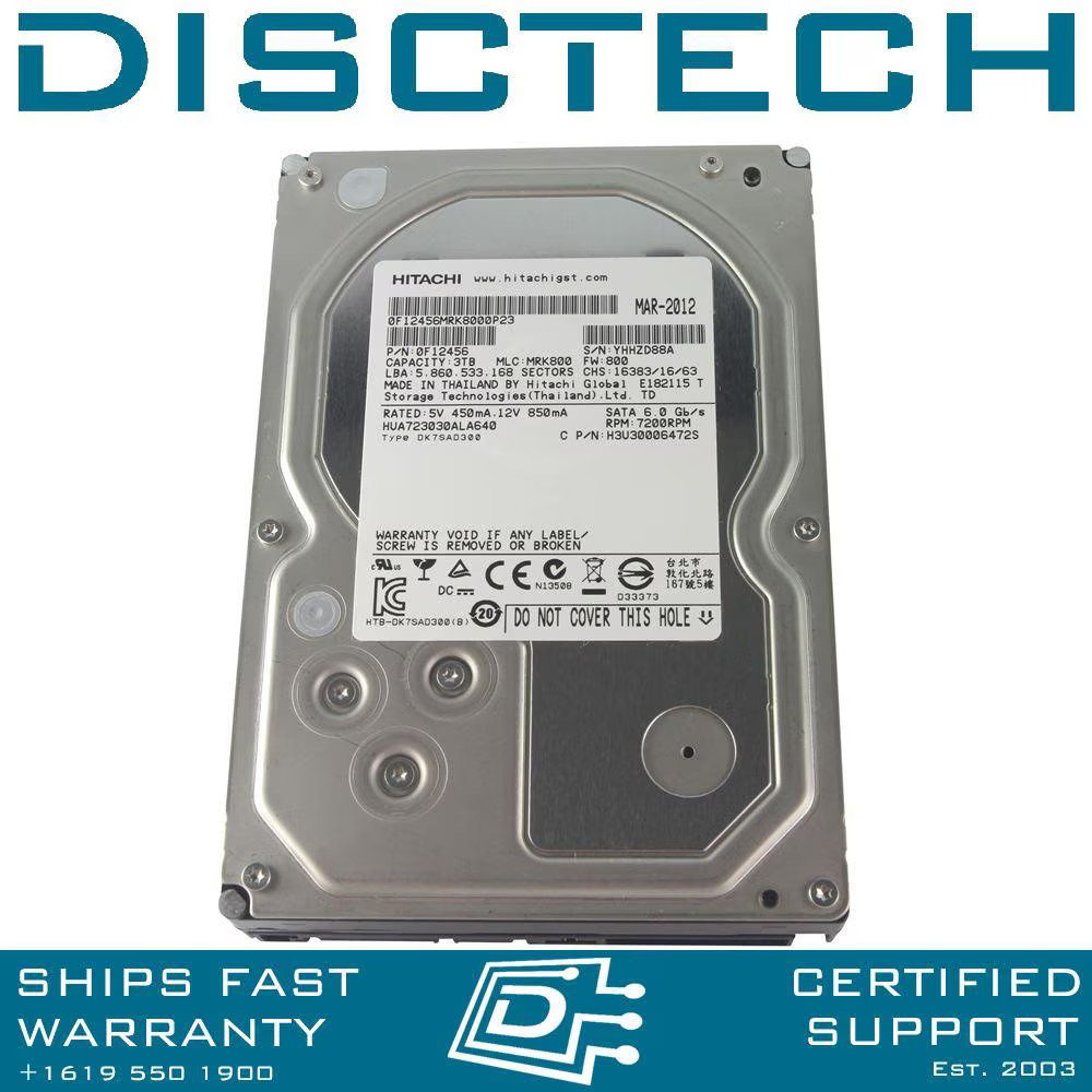 Hitachi Ultrastar 7K3000 0F12456 3TB 7.2K Enterprise SATA Hard Drive
