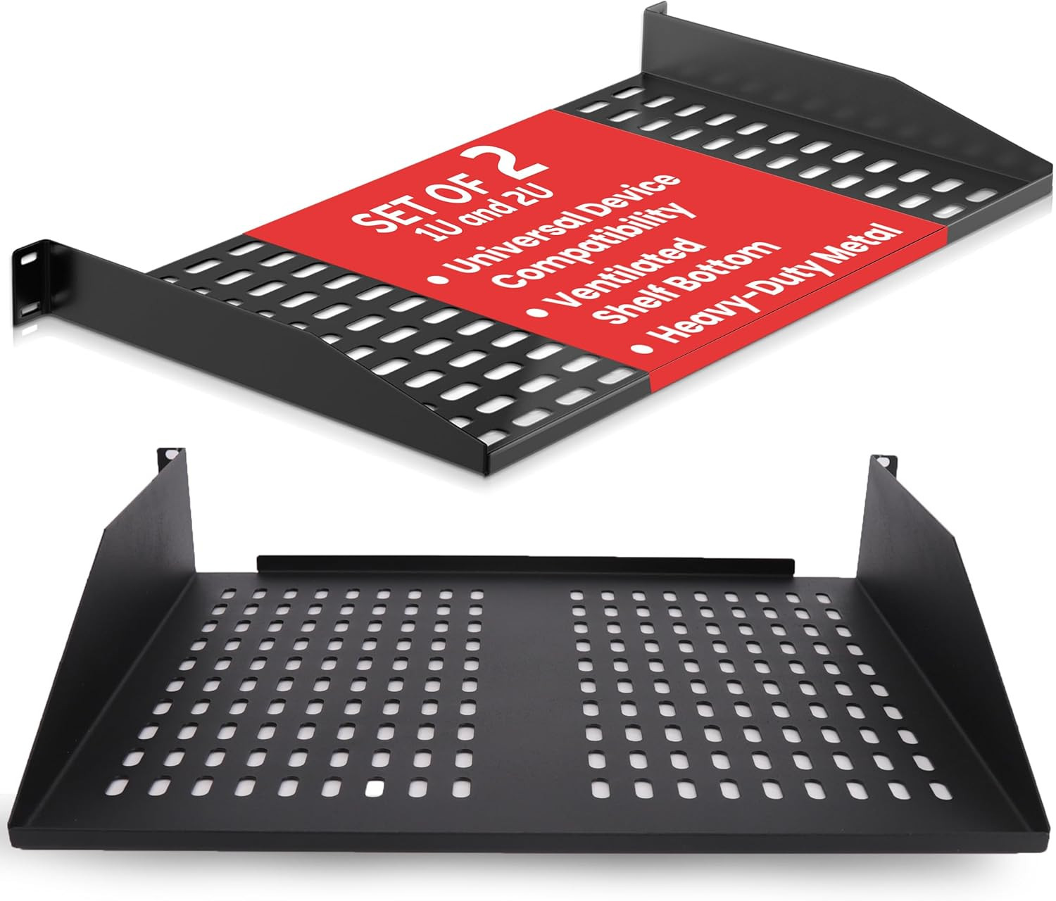 19-Inch 1U+2U Server Rack Shelves - Universal Mounting Tray for Computer Racks &