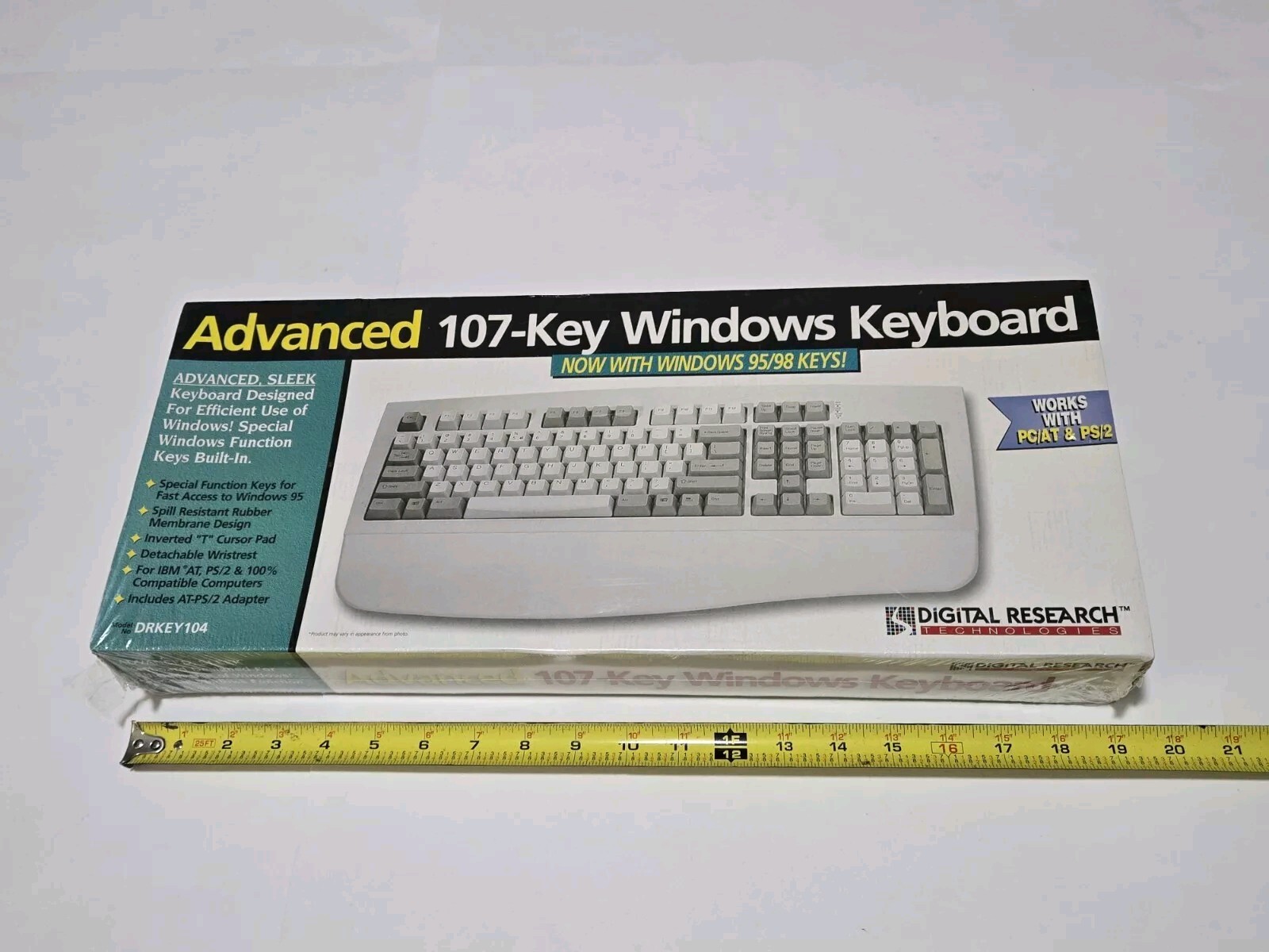 Vintage Digital Research Advanced 107-Key Windows Keyboard DRKEY104 NEW Sealed