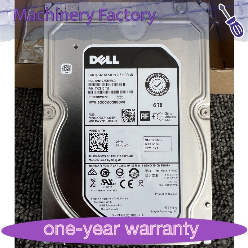 New MM81X DELL 6TB 7.2K RPM SAS 12Gbps 3.5in ENT 512e HDD 0MM81X ST6000NM0095