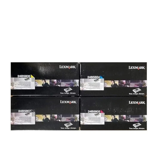Set of Lexmark 24B5804 Cyan 24B5805 Magenta 24B5806 Yellow 24B5807 Black Toners