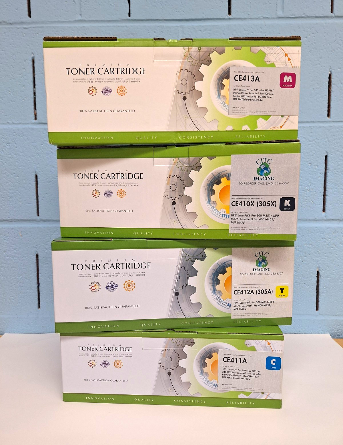 4-Pack Toner  For HP LaserJet Printer - CE410X/CE411A/CE412A/CE413A