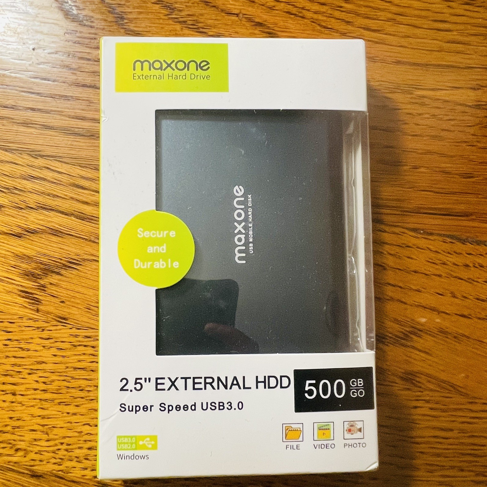 Maxone 500GB Ultra Slim Portable External Hard Drive USB 3.0 Charcoal Grey