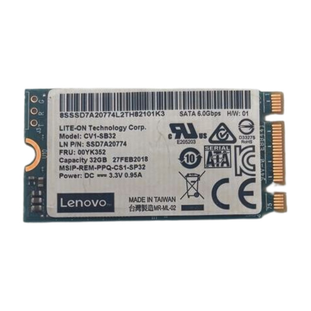 Lenovo 00YK352 32GB MLC 6Gb/s M.2 2242 SATA SSD CV1-SB32 SSD7A20774 w60