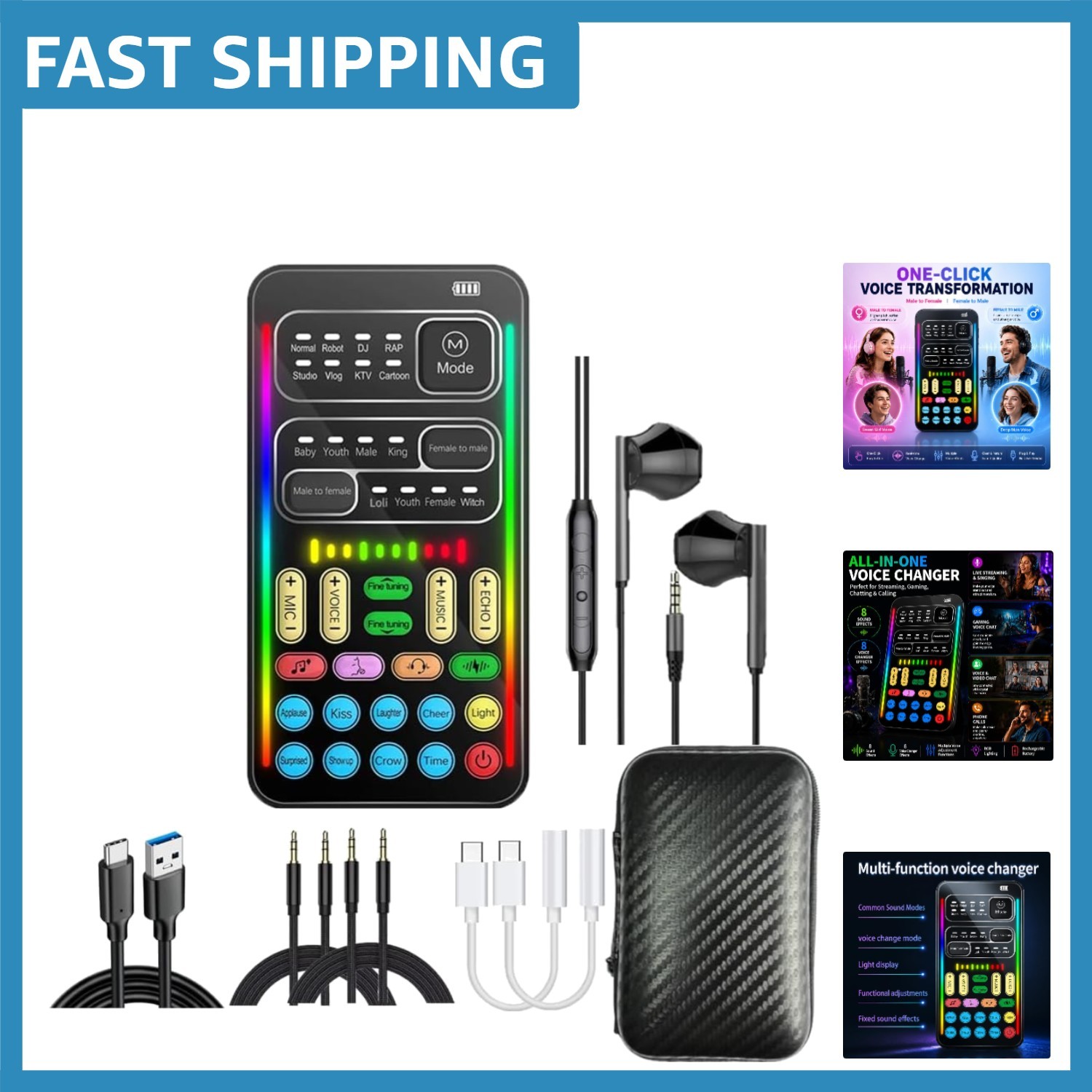 Revolutionary I9 Voice Changer with Enhanced DSP, Perfect for Streaming & Gaming