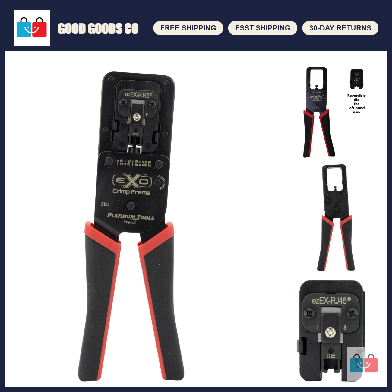 Interchangeable Network Cable Crimper for RJ45 & Modular Connectors - Exo Die