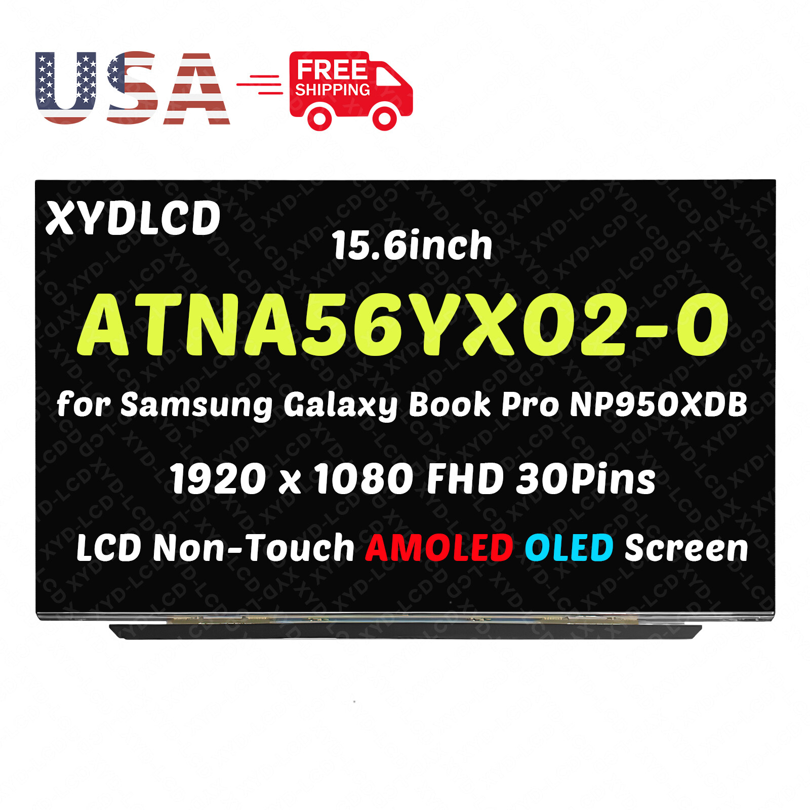 15.6" for Samsung Galaxy Book Pro NP950XDB-KC3CA LCD AMOLED Screen Replacement