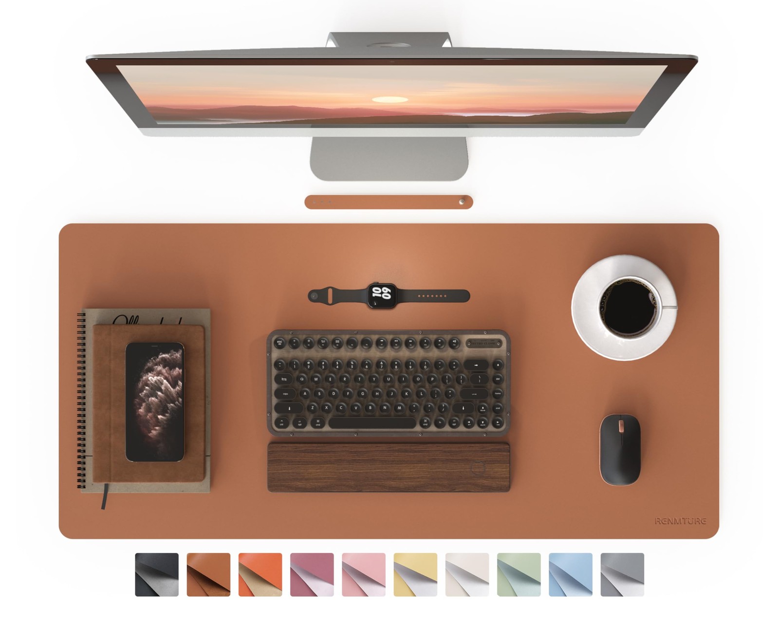 Brown 36x17 Inch PU Faux Leather Waterproof NonSlip Large Desk Mouse Pad