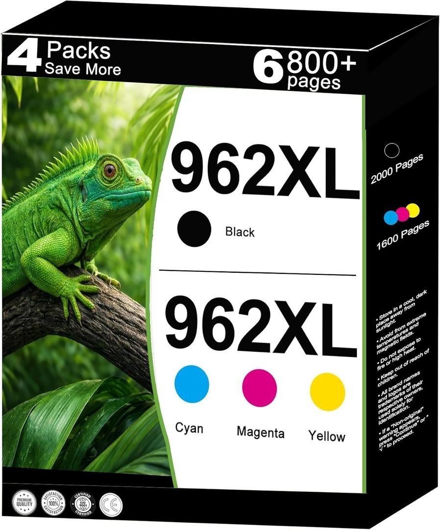 962XL Ink Cartridges Replacement for HP 962 XL Combo Pack Work