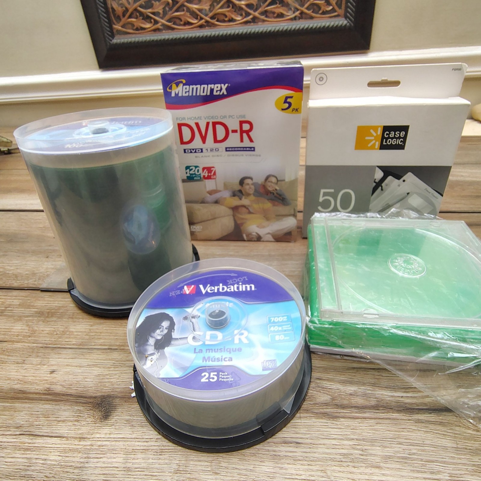 Verbatim Blank CD DVD Lot Memorex Case Logic CD-R DVD-R Storage Cases Media