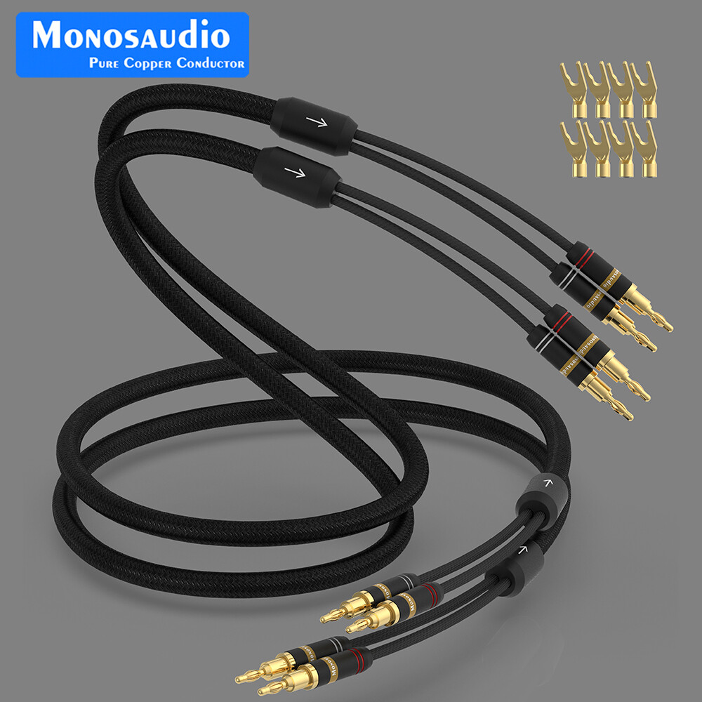 HiFi Audio Speaker Cable Loudspeaker Wire Cord +Banana Connectors & Y Spade Plug