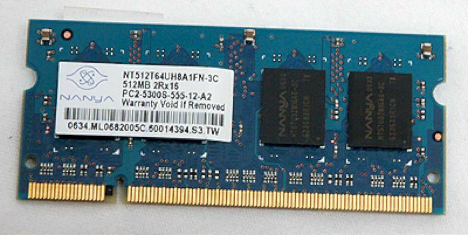 Laptop 512mb DDR2 PC5300 Single Stick RAM Memory 417054-001 Nayna Samsung Hynix