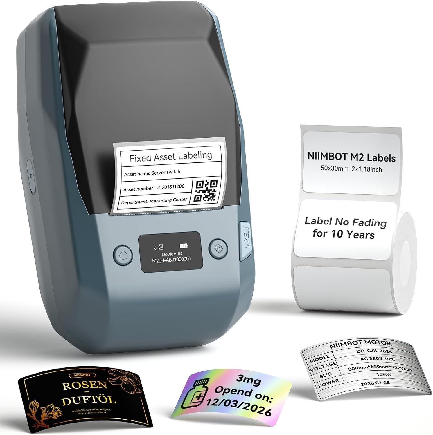 NIIMBOT M2 2 Inch Thermal Transfer Label Maker, 300DPI Bluetooth Label Printer,