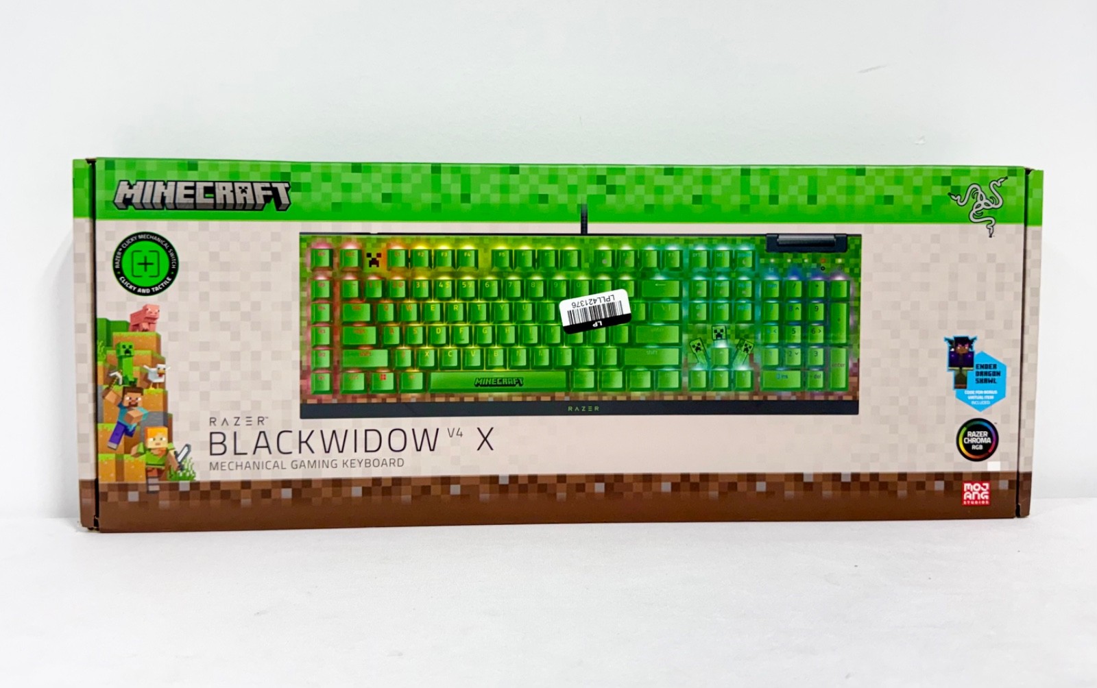 New - Razer BlackWidowV4 X Gaming Keyboard Green Switch - Minecraft Edition