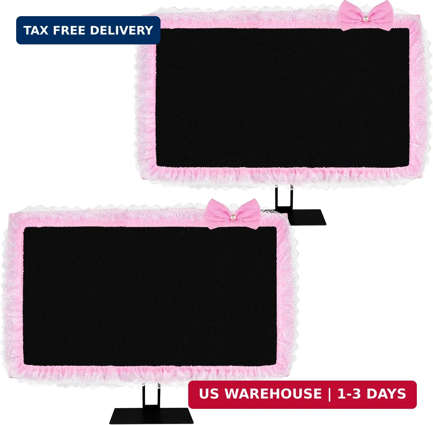 2 Pack Cute Computer Monitor Cover, 23''-26'' Elastic Monitor Dust Cover with Bo