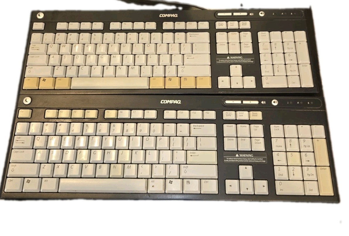 2x OEM Vintage Compaq wired PS2 Black & Gray Keyboard  5137