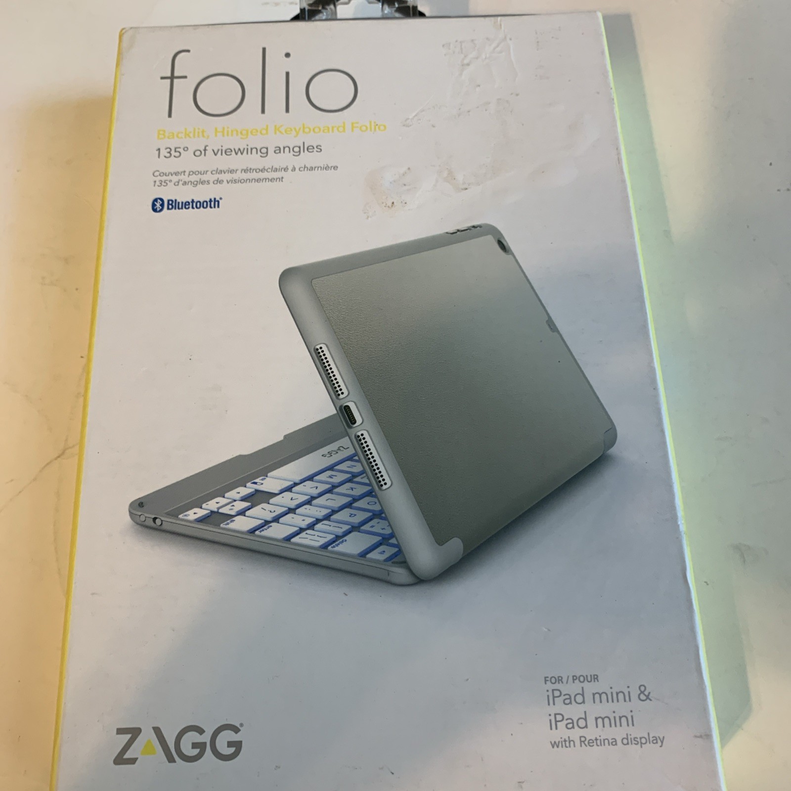 New Zagg iPad Mini Keyboard Case Silver Bluetooth White