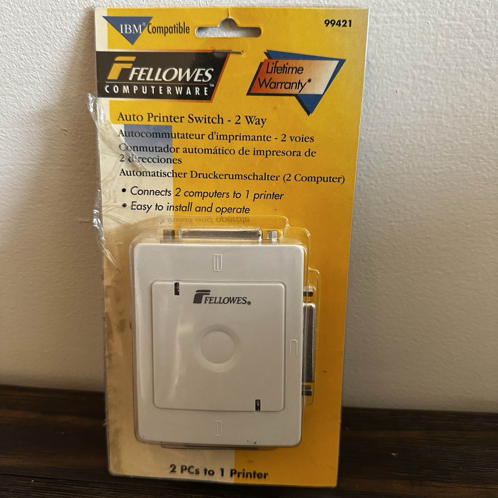 NOS Fellowes Auto Printer Switch 2 Way IBM Compatible 99421 Sealed Vintage
