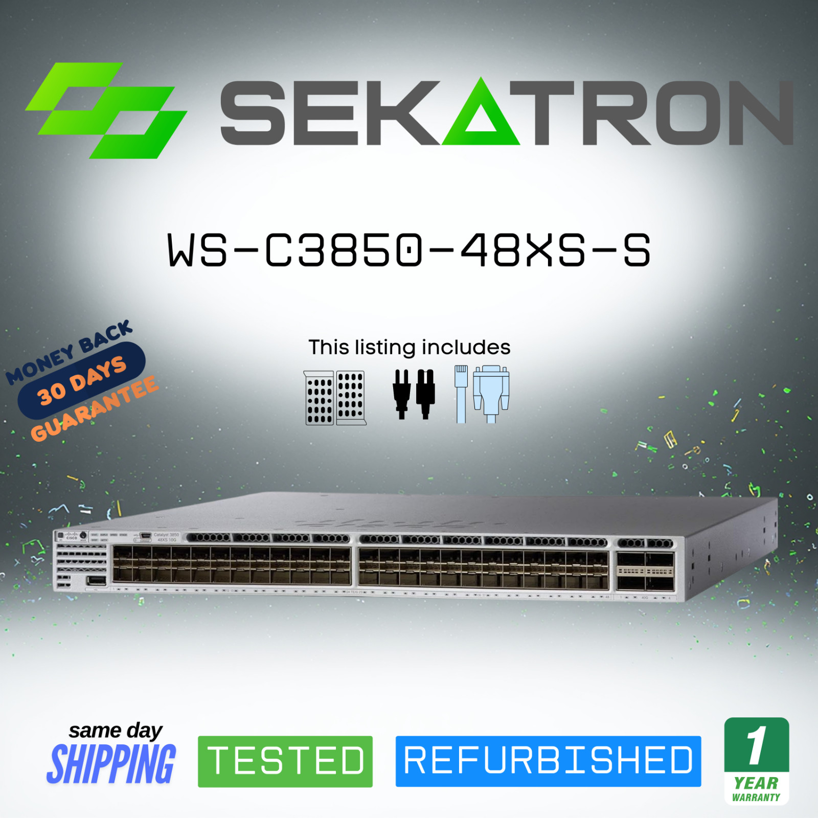 🖧 Cisco WS-C3850-48XS-S Catalyst 3850 48×10GE SFP+ • 4× QSFP+ IP Base Switch ⚡