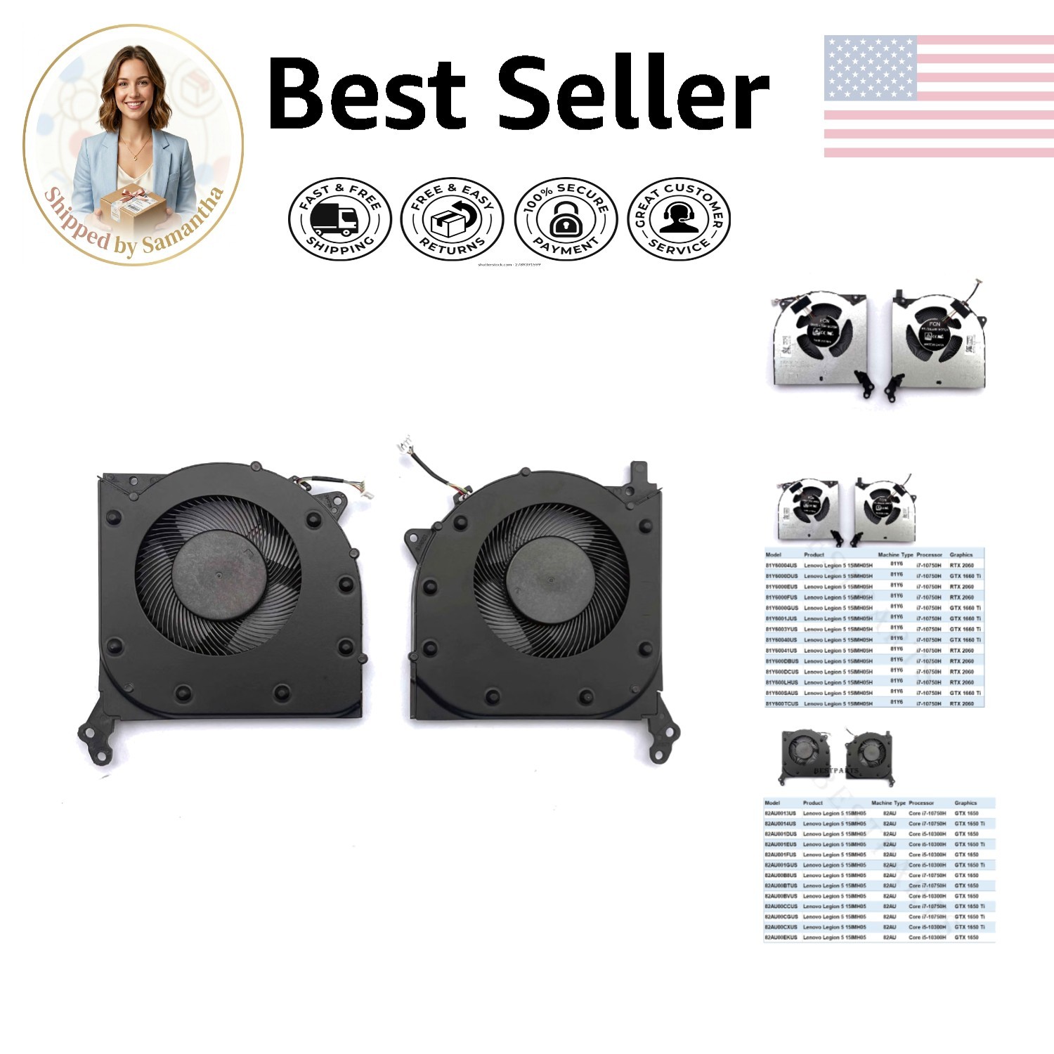 High-Performance Laptop Fans for Legion 5 (5V, 5000 Rpm) - Quiet Operation