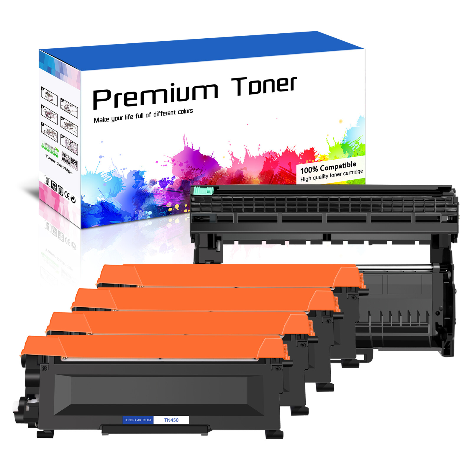 4PK TN450+1PK DR420 Toner Cartridge Compatible with Brother DCP-7060D DCP-7065DN
