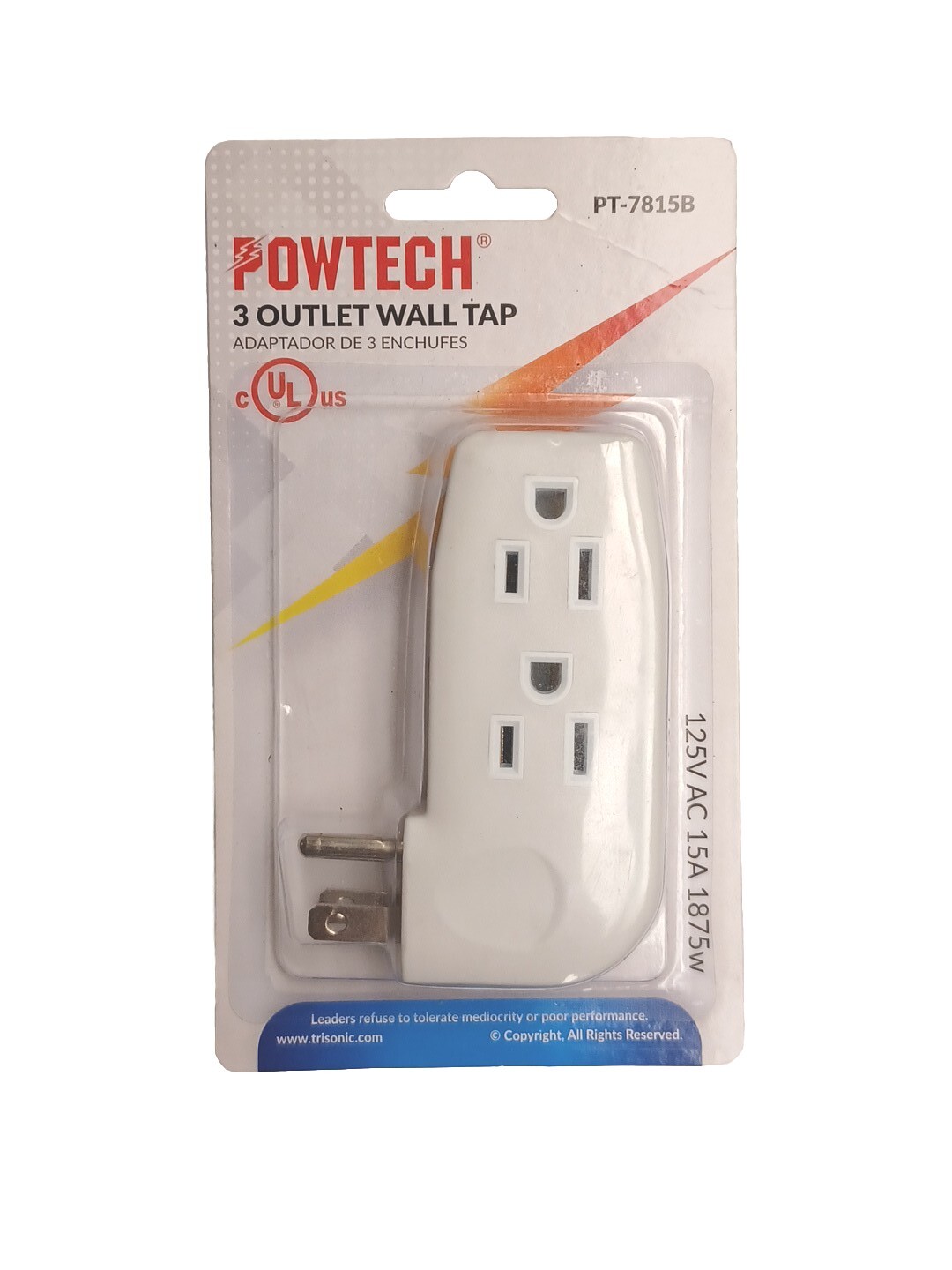 Triple 3 Outlet Grounded AC Wall Plug Power Splitter 3-Way Electrical Adapter