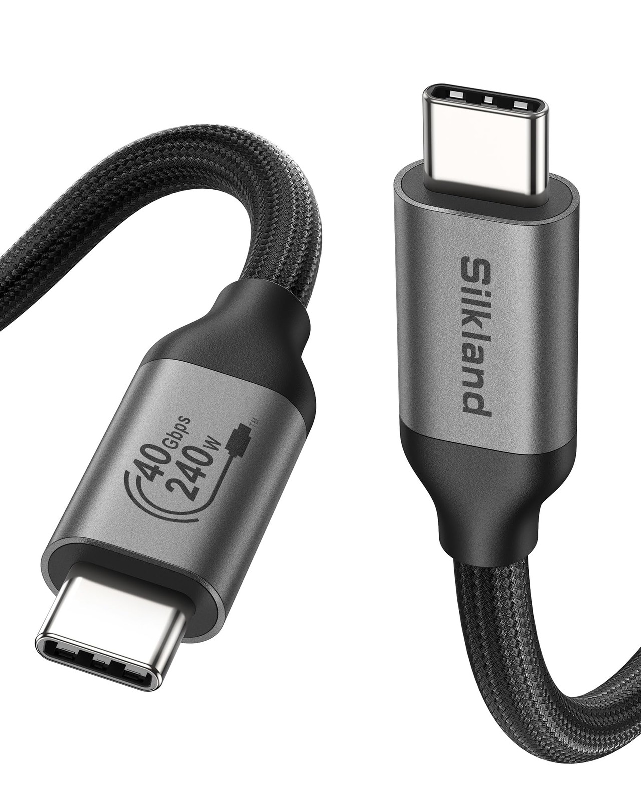 Silkland 40Gbps USB 4 for Thunderbolt 4 Cable 4FT, 240W PD3.1, Grey