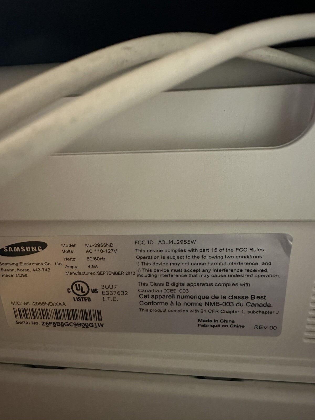 Samsung ml-2955nd laser printer