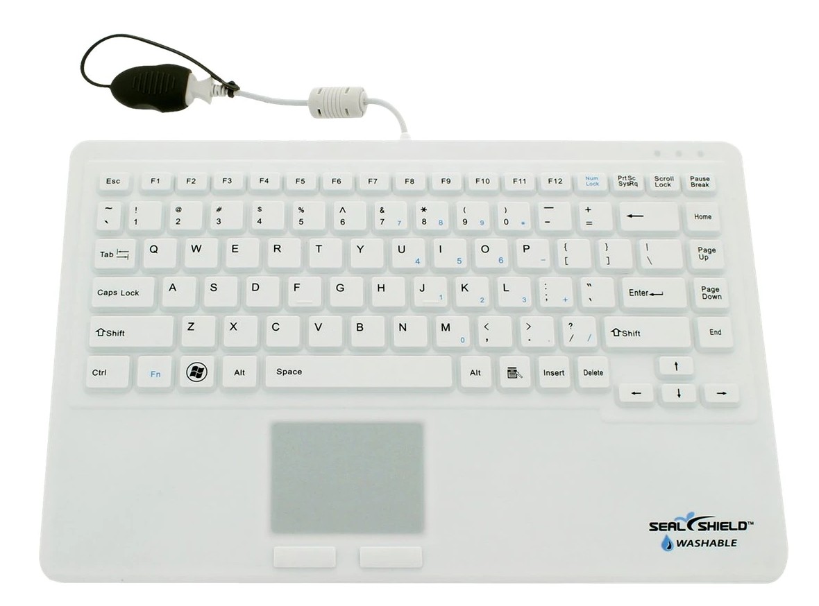 Seal Shield Touch Silicone All-in-One Keyboard w Built-in Touchpad White SW87P2
