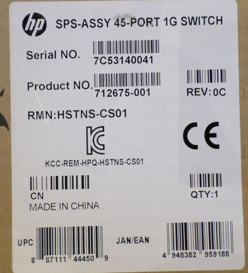 HP SPS-ASSY 45-PORT 1G SWITCH 712675-001 NEW