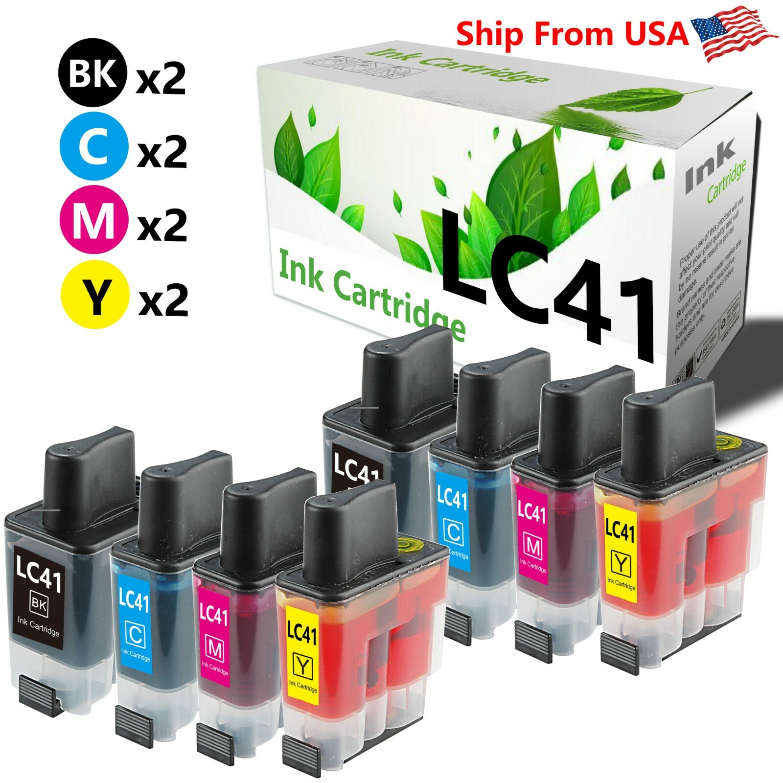 8PK LC41 LC-41 Ink Cartridge for DCP-110C DCP-120c MFC-5840CN