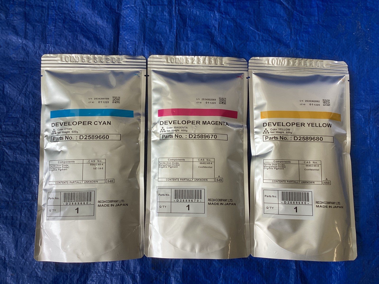 NEW Lot of 3,  Genuine Ricoh C/M/Y Developer Unit D2589660/70/80
