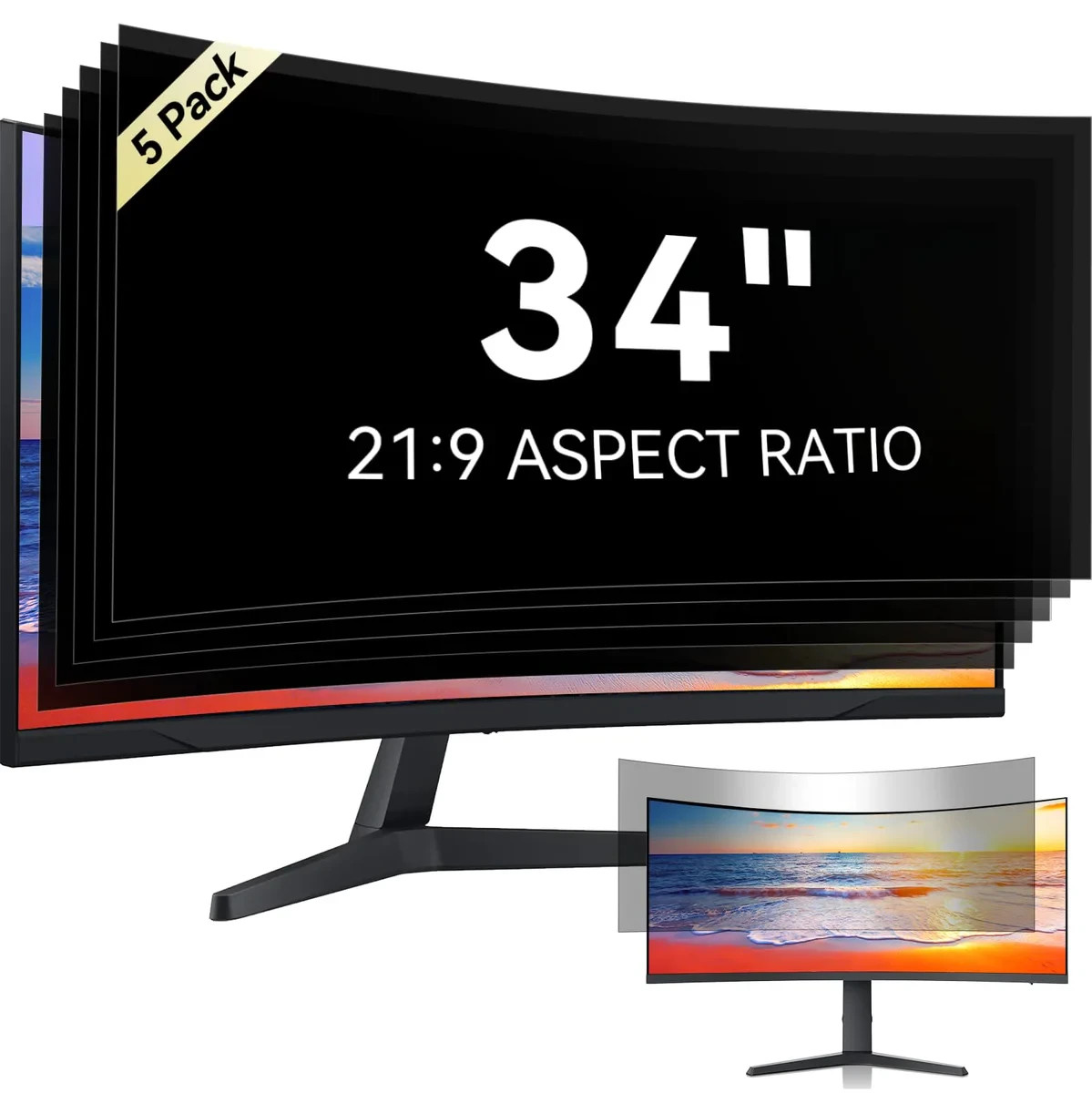 Mamol 34" Computer Privacy Screen 21:9 Anti-Glare Anti-UV Monitor Filter.