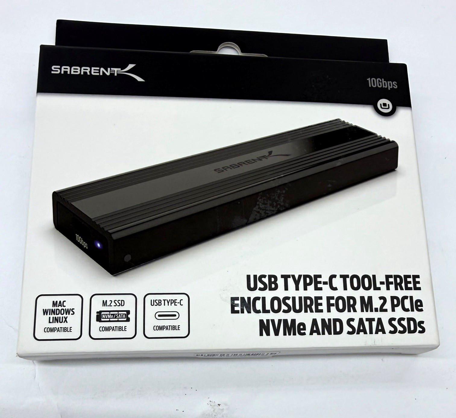 Sabrent USB Type-C Tool-Free M.2 NVMe/SATA SSD Enclosure Black EC-SNVE