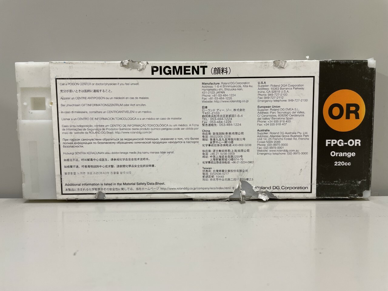 New Genuine Roland FPG-OR 220cc Orange Pigment Ink Cartridge OB