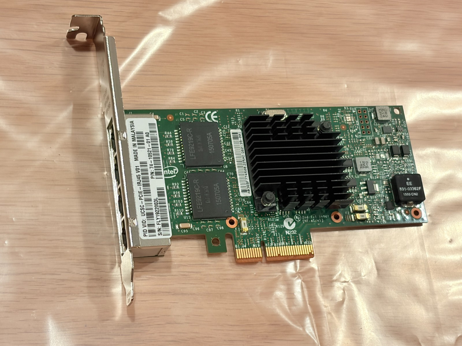Cisco UCSC-PCIE-IRJ45 Quad-Port Ethernet Full Height Network Card PN 74-10521-01