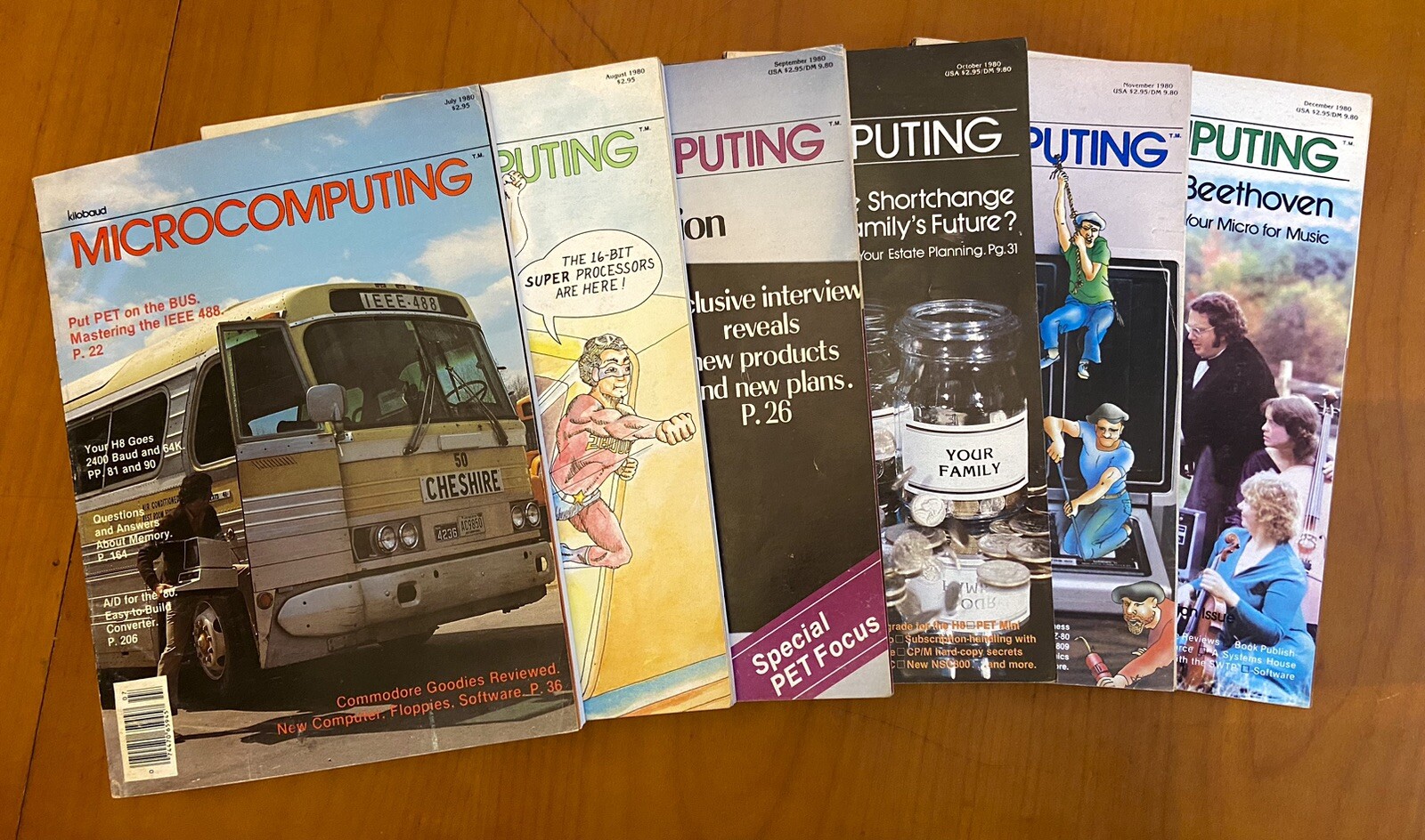 Lot of (6) 1980 Kilobaud Microcomputing Magazines Jul-Dec PET Apple II TRS-80