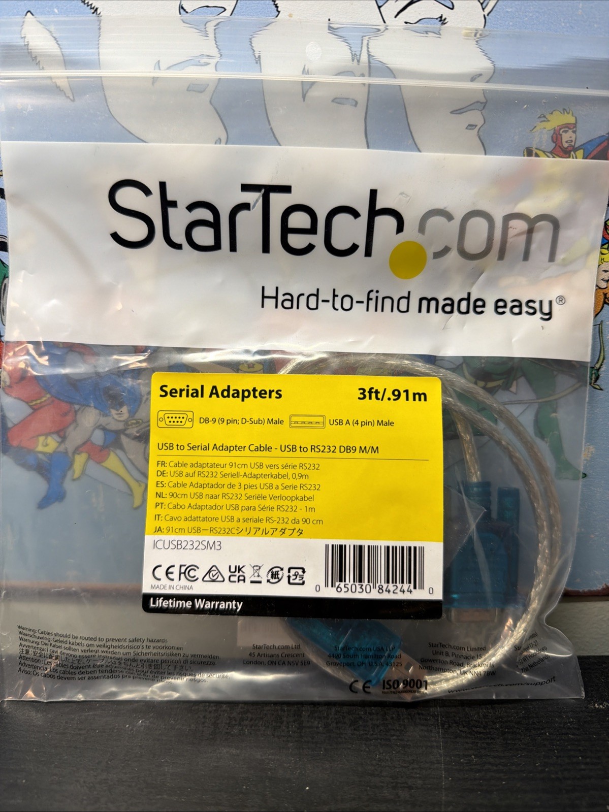 StarTech ICUSB232SM3 3ft USB to RS232 DB9 Serial Adapter Cable - M/M DB-9 Male