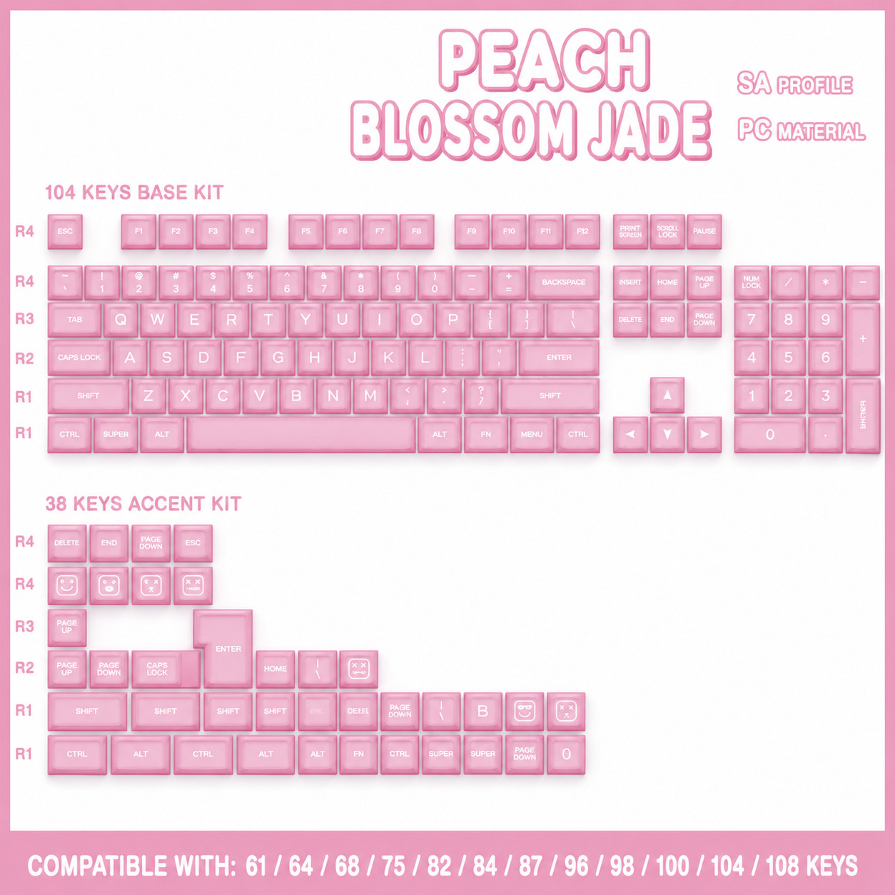 Jade Theme Keycap Set SA Profile PC Custom Keycaps for MX Mechanical Keyboard