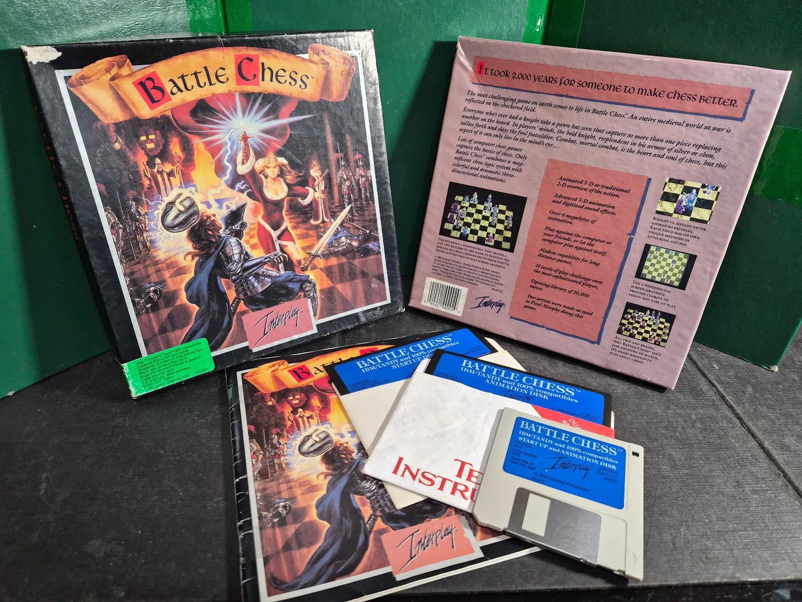 Battle Chess 1988 Interplay IBM Tandy DOS 5.25" & 3.5" Floppies Disc Game Manual